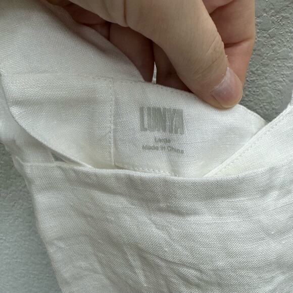 Lunya Shirt Women's Size L White Woven Linen Crossback Tank Lounge New - Picture 5 of 6